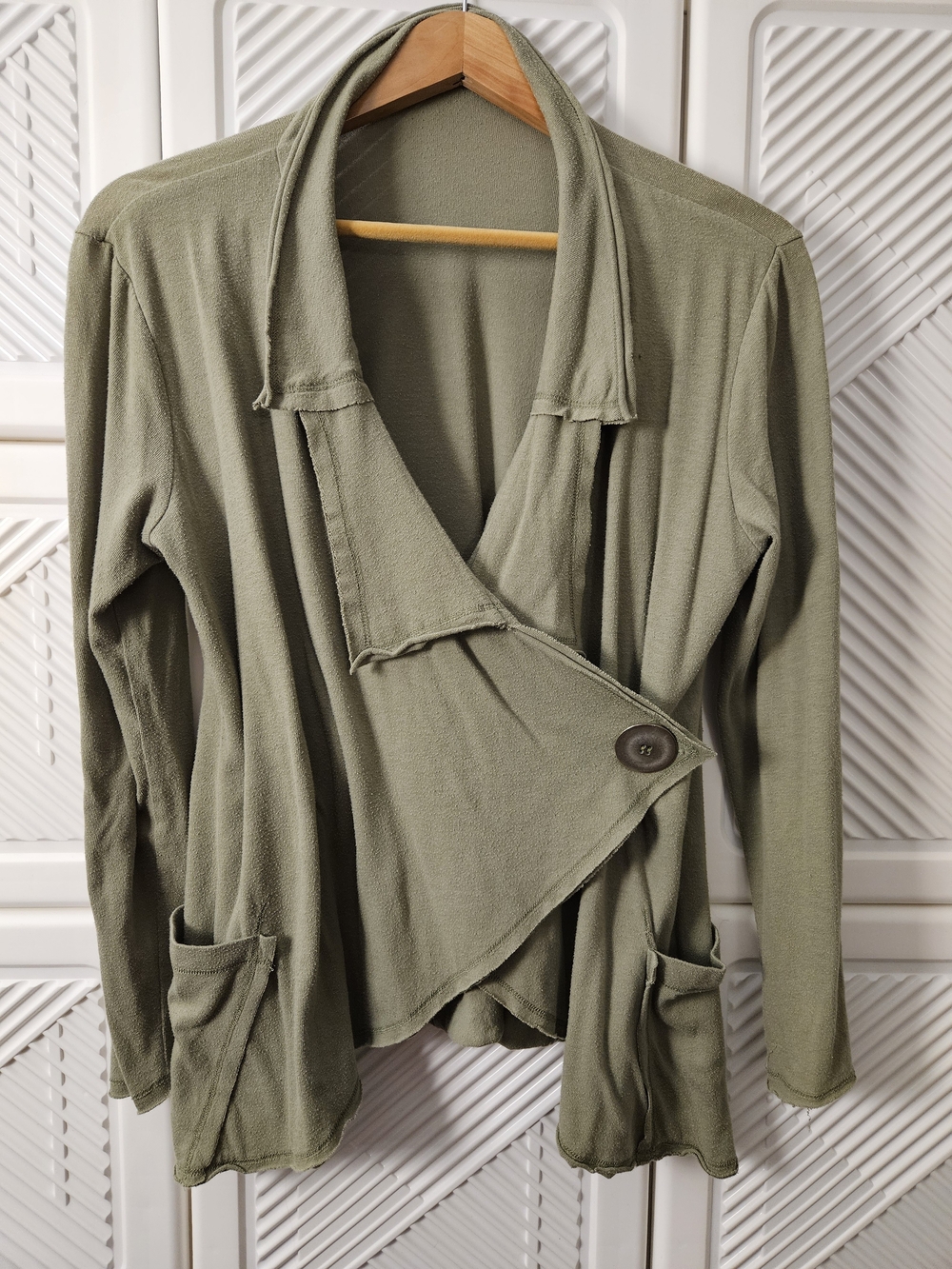 Olive Green Lightweight Draped Cardigan Jacket